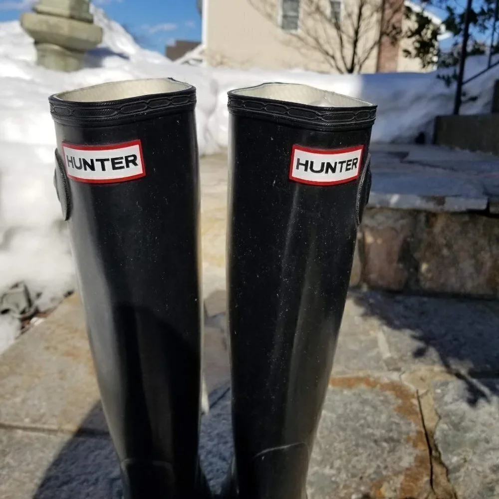 Hunter Extended Calf Tall Gloss Rain Boots Size 6